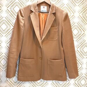 Vintage College Town Blazer Camel Brown Wool Blend 2-Button Academia Collegiate